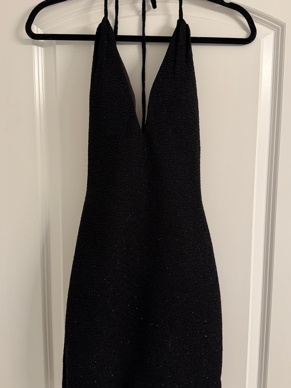 JVN by Jovani Black Sparkle Halter Mini Dress